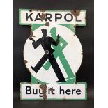 A Karpol 'Buy it here' double sided enamel sign, 21 1/4 x 28 1/2".