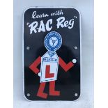 An RAC Reg 'L' plate rectangular enamel sign, 7 1/2 x 12"