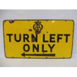 An AA Turn Left Only rectangular enamel sign, 30 x 17".