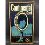 A rare and early Continental Cord embossed pictorial tin advertising sign, 22 1/2 x 39".