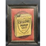 A rare Challenge Motor Oil tin advertising sign, with large central can image, in very good original