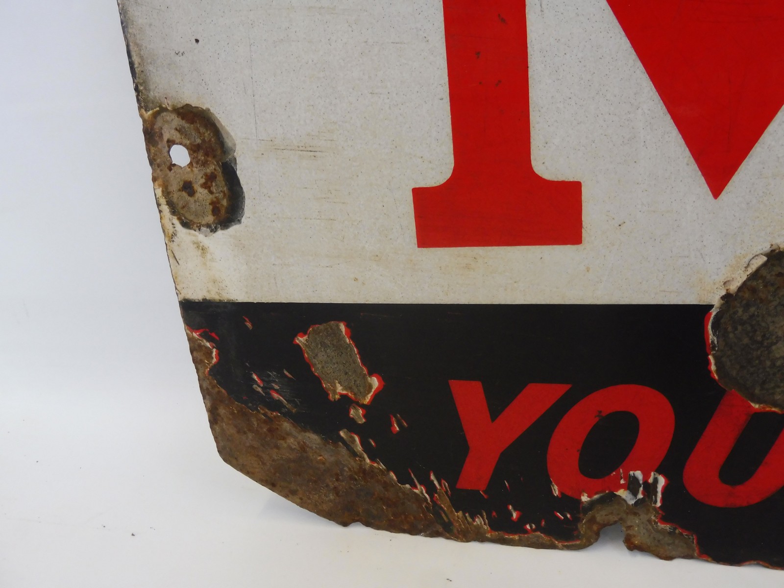 A Mobiloil 'When did you last drain the old oil from your engine?' rectangular enamel sign, 45 x - Image 3 of 6