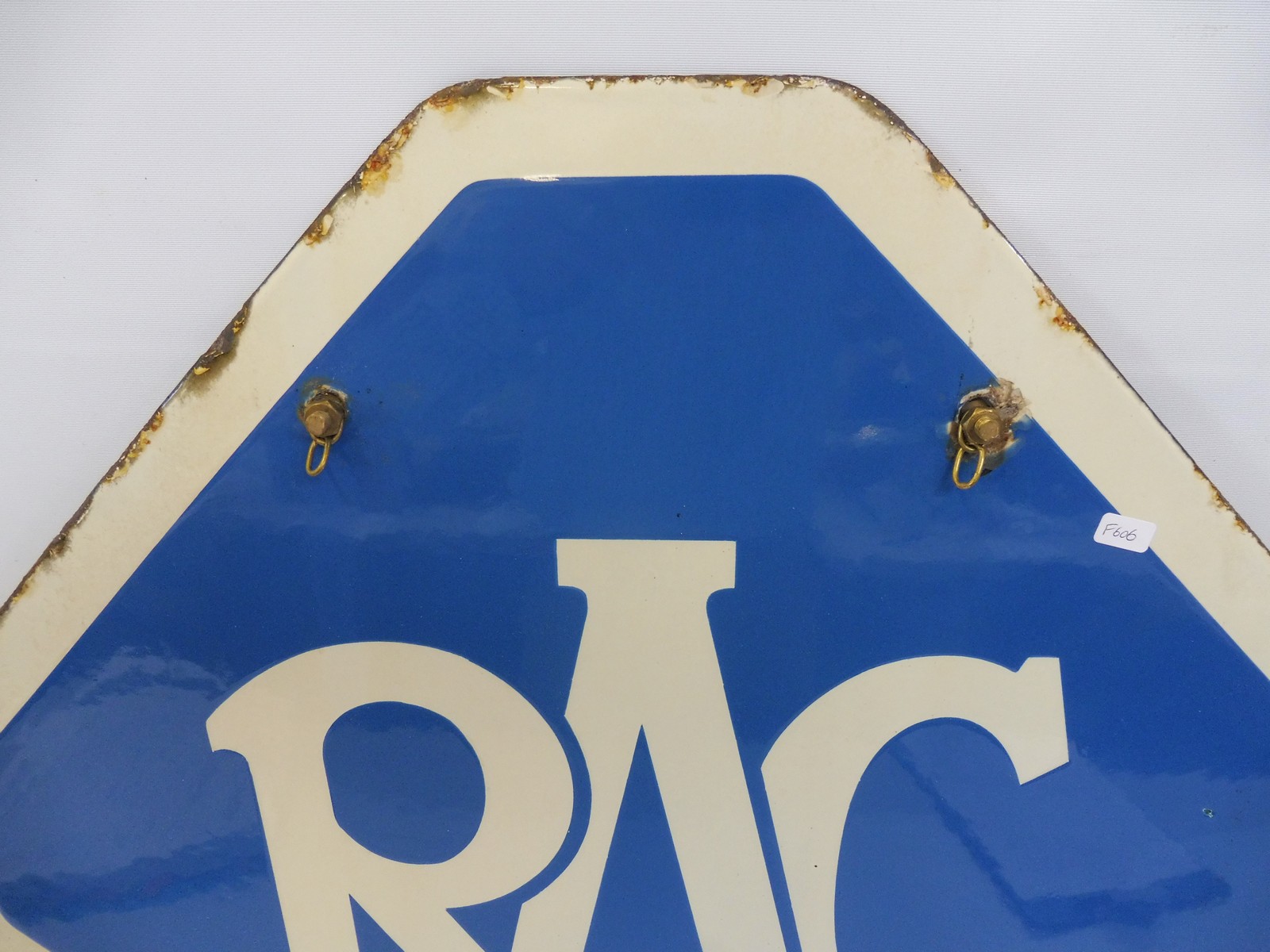 An RAC lozenge shaped double sided enamel sign by Bruton of Palmers Green, excellent gloss, with ' - Image 3 of 4