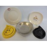 A selection of petrol branded advertising dishes etc including BP, Shell and Esso.