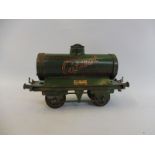 A Wakefield Castrol Motor Oil/Petrol Hornby O gauge tinplate tanker, made by Meccano.