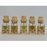 Five miniature BP Tune-Up Oil glass bottles for Scalextric or Hornby.