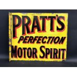 A Pratt's Perfection Motor Spirit rectangular double sided enamel sign with reattached hanging