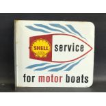 A Shell Service for motor boats rectangular double sided enamel sign with hanging flange, dated