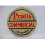 A Pratts Commercial Guaranteed circular aluminium advertising sign, from a petrol pump or cabinet,