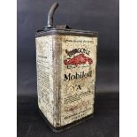 A Gargoyle Mobiloil 'A' grade square gallon can with spout.