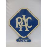 An RAC lozenge shaped double sided enamel sign by Bruton of Palmers Green, excellent gloss, with '