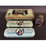 A John Bull 'Sticky' Cycle Patches rectangular tin of unusual size and three others.