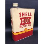 A Continental Shell X-100 Motor Oil can in superb condition.