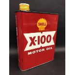 A Continental Shell X-100 Motor Oil can in superb condition.