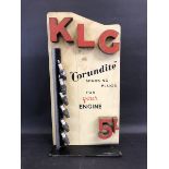 An unusual K.L.G 'Corundite' Sparking Plugs wooden display cabinet, 10" wide x 19 1/4" high x 6 1/2"