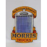 A Morris Trucks die-cut double sided radiator shaped enamel sign, in good condition bar some fading,