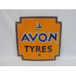 An Avon Tyres Art Deco enamel sign, 24 x 24".