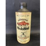 A Gargoyle Mobiloil 'A' grade cylindrical quart can.