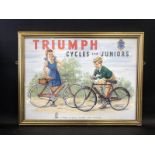 A 'Triumph Cycles for Juniors' pictorial framed poster, 20 1/2 x 15 3/4".