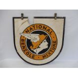 A National Benzole Mixture 'D' shaped double sided enamel sign, 32 x 32".