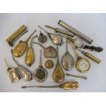 A shallow tray of polished brass and nickel plated oilers, some marked including Nonclog, Revol