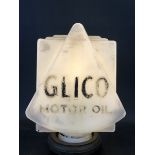 An extremely rare and never seen before Glico glass oil pump globe, damaged.