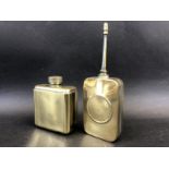 A good quality polished brass oiler plus a small brass container.