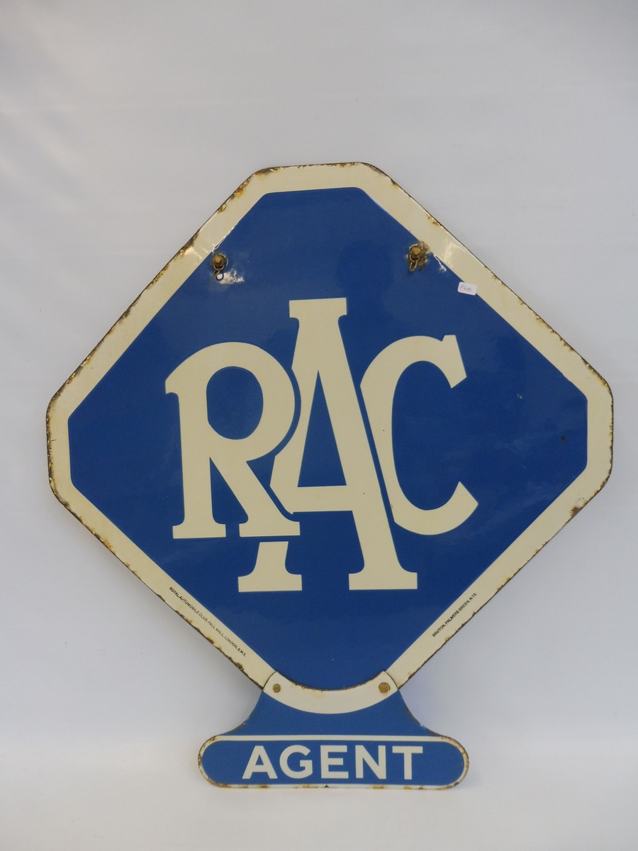 An RAC lozenge shaped double sided enamel sign by Bruton of Palmers Green, excellent gloss, with ' - Image 2 of 4