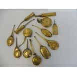 A small box of good quality polished brass oilers including Bronko, Star Oiler etc.