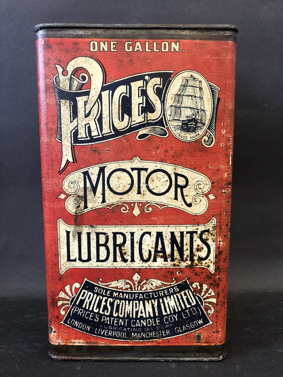 A Price's Motor Lubricants one gallon can in generally good condition.