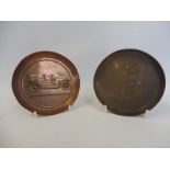 A Pratt's Perfection Spirit embossed copper circular ashtray plus a second advertising Humber.