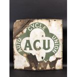 An Auto Cycle Union double sided enamel sign, 20 x 20".
