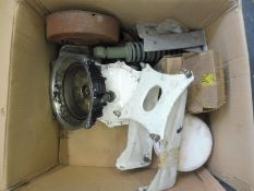 A quantity of Lambretta GP200 parts including hub and cylinder.