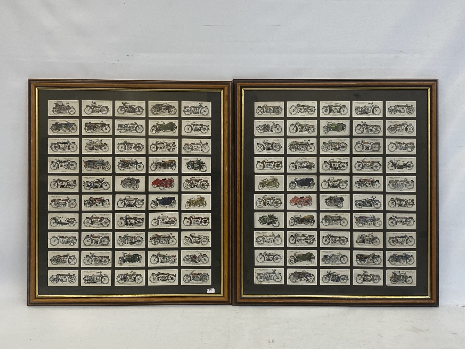 A set of 50 Lambert & Butler cigarette cards forming the Motor Cycles series, in two frames behind