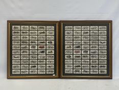 A set of 50 Lambert & Butler cigarette cards forming the Motor Cycles series, in two frames behind