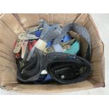 A small box of motorcycle straps.