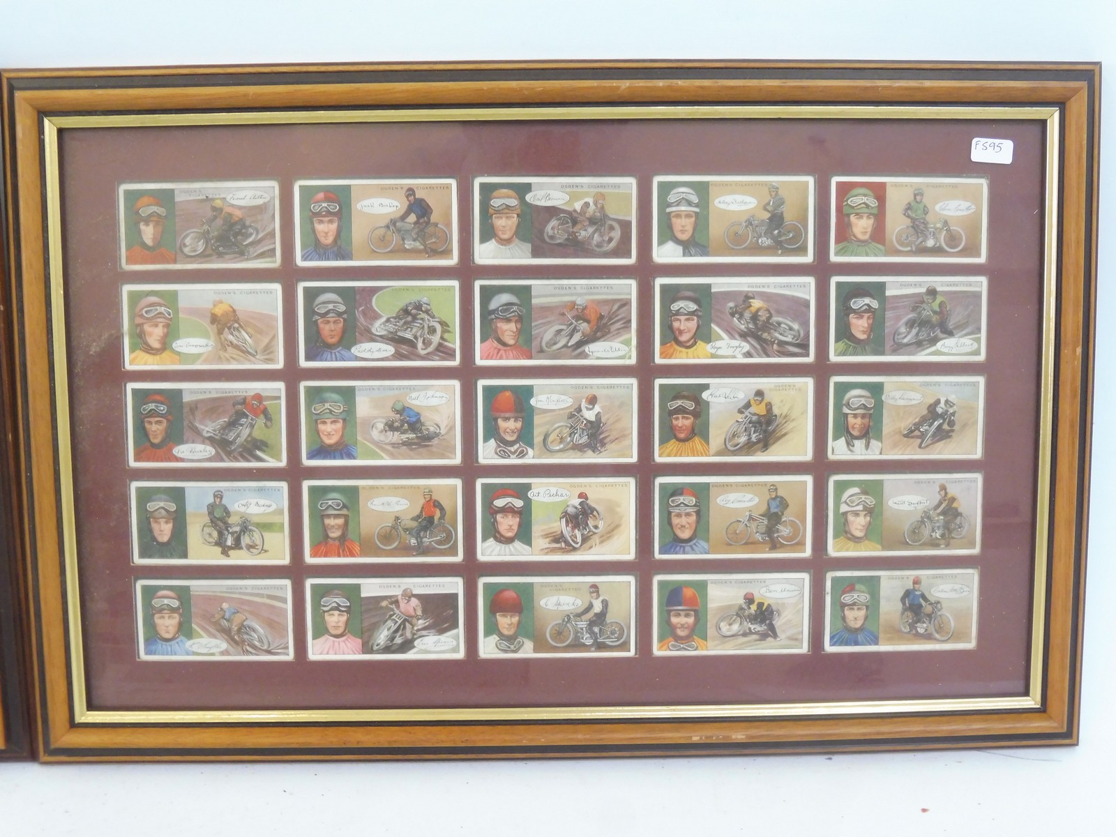 Two framed and glazed sets of 25 Ogden's cigarette cards, the 'Famous Dirt Track Riders' series, - Image 3 of 4