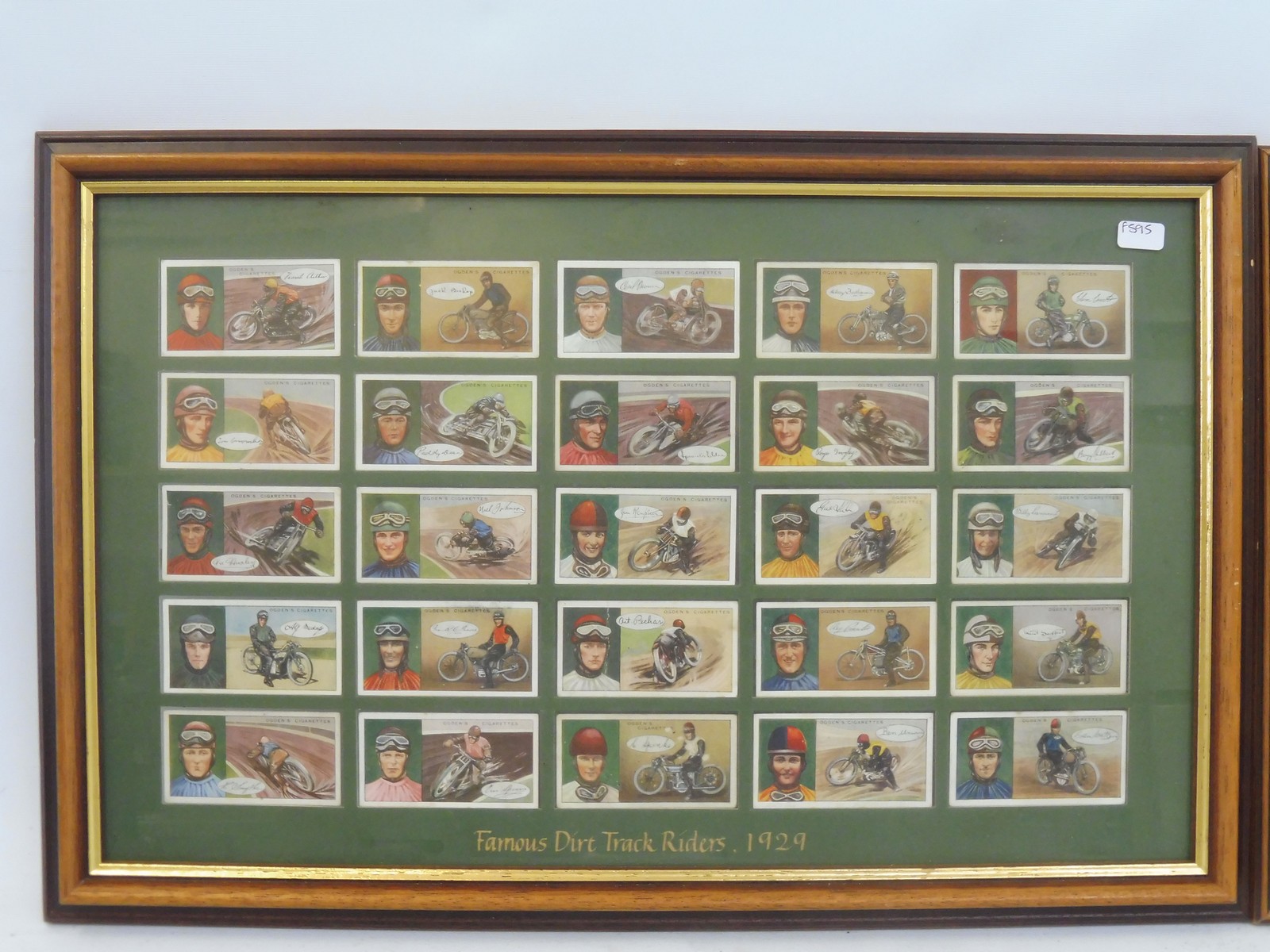 Two framed and glazed sets of 25 Ogden's cigarette cards, the 'Famous Dirt Track Riders' series, - Image 2 of 4