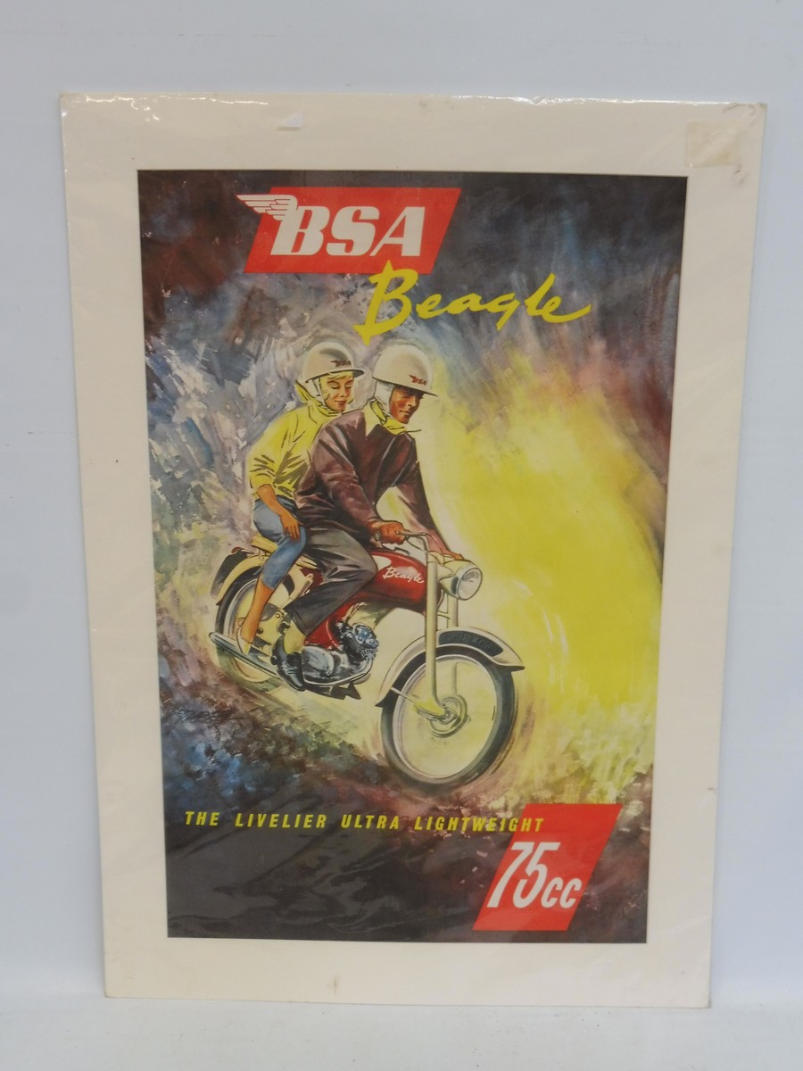 A BSA Beagle pictorial advertisement 'The Livelier Ultra Lightweight', 75cc, 24 x 33 3/4".