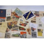 A quantity of pre-war car literature comprising brochures and leaflets relating to various