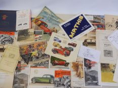 A quantity of pre-war car literature comprising brochures and leaflets relating to various