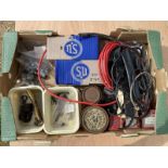 A box of Alvis related electrical items etc.