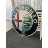 A large contemporary showroom sign advertising Alfa Romeo, 47 1/4" diameter.