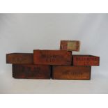 Five assorted Rolls-Royce Ltd 'Tool Stores' wooden boxes.