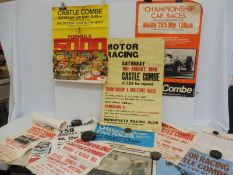 A collection of 13 original motor sport posters relating to races and events at Castle Combe in