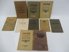 A selection of Lucas and other instruction books including 'King of the Road Motoralities 1928'.