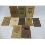 A selection of Lucas and other instruction books including 'King of the Road Motoralities 1928'.