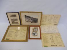 A selection of framed and glazed photographs of early motoring scenes.