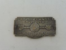 A dash mounted supply plate for Brooklands Motors.