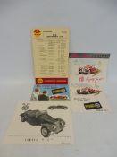 Four MG TF Series sales brochures plus a lubrication chart for the TF.